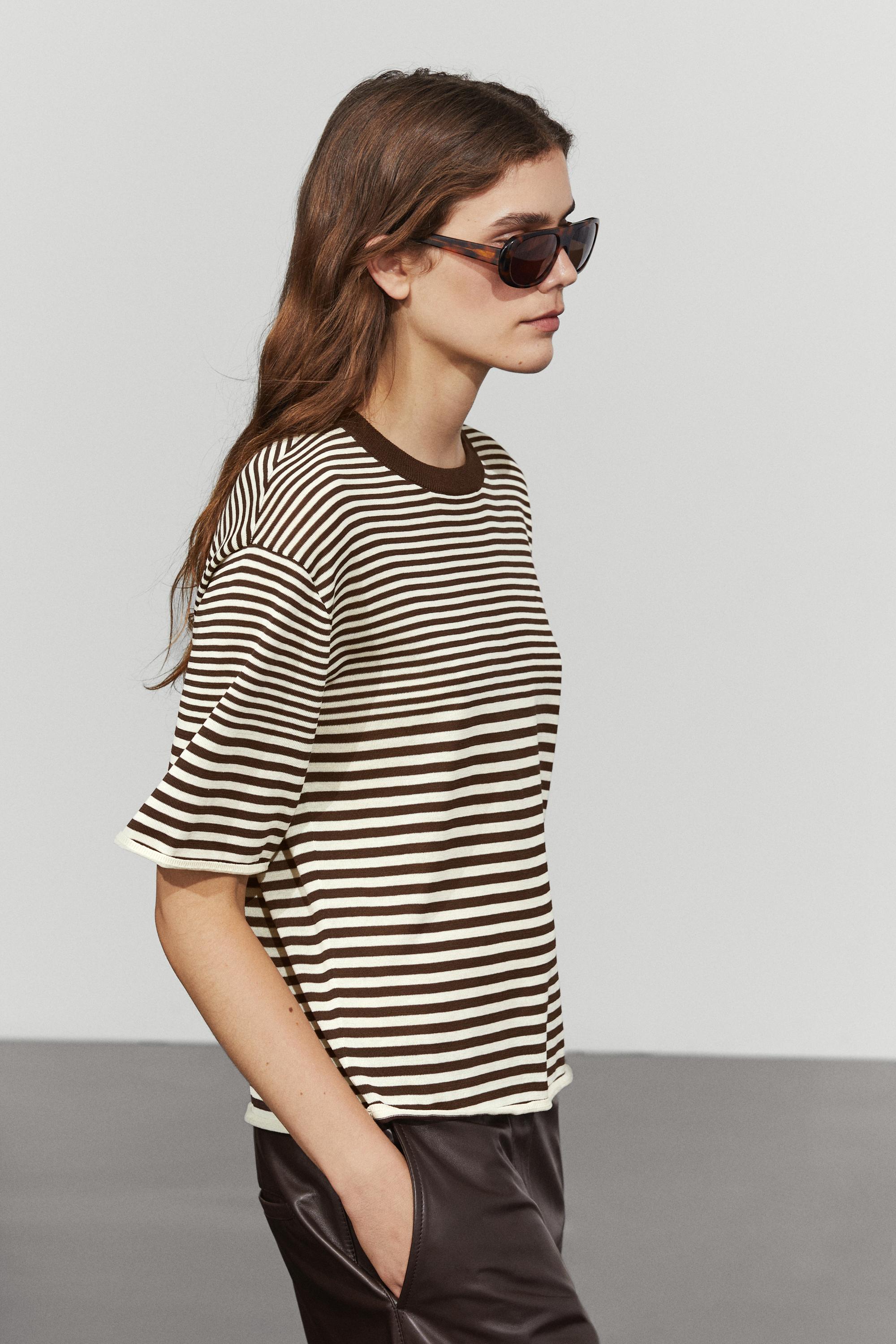 100% cotton short sleeve striped T-shirt